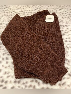 Altar'd State Chunky Scoop Neck Sweater in Chocolate